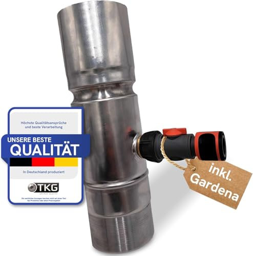 Raccoglitore di pioggia per tubi anticaduta da 87 mm con attacco per tubo – Collettore dell'acqua piovana in zinco per tubo DN87 e collegamento idrico - Battiscopa impermeabile e resistente Indiva