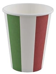 LP Divertissements Lot de 12 - Lot de 8 gobelets en carton vert blanc rouge italie 20cl