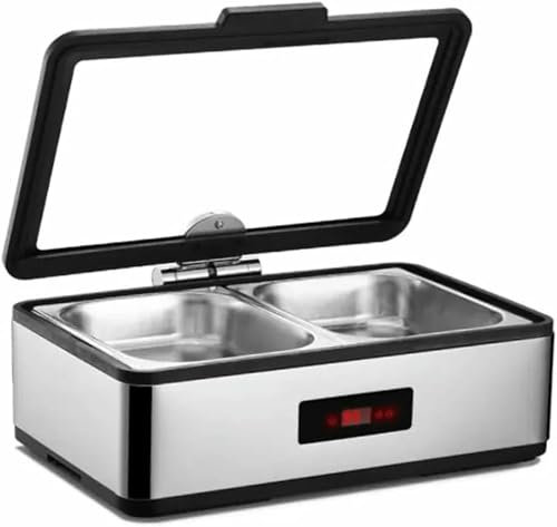 HOTAPEPU Scaldavivande da Tavolo per Buffet, per Uso Commerciale, Rettangolare, con Grande Finestra Trasparente e Controllo della Temperatura Touch (B 9L)