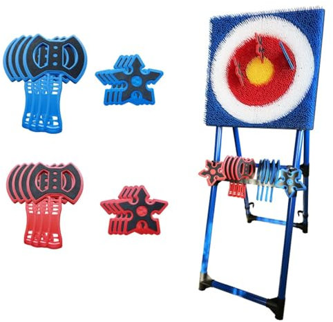 Axe and Dart Throwing Game Set, Includes 8 Axes and 8 Darts, Perfect for Indoor and Outdoor Fun, Enhances Coordination and Focus