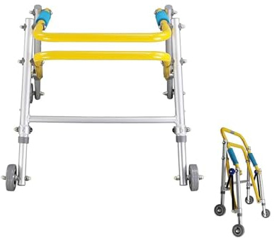 Gehhilfe, Gehbock, Klappbar,Kind untere Gliedmaßen Rehabilitation Aids Training Stand Walker mit 4 Rädern und Sitz, einstellbare Walker für Kind Stehend Frame(X-Large)