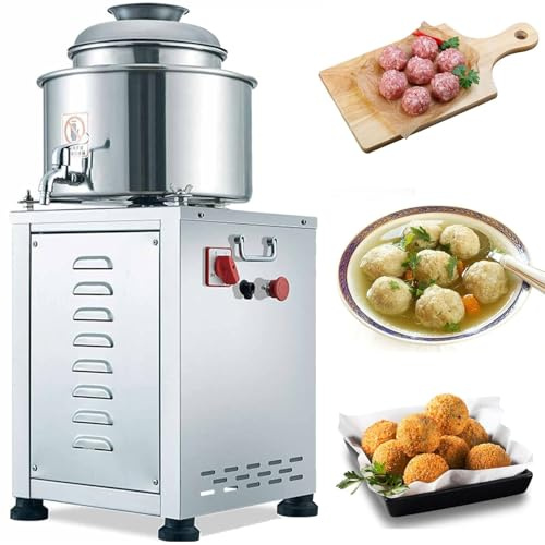 JIADUOFU Commercial Meatball Beater Machine,1500W Electric Meat Puree Beating Machine,Three-dimensional Four-leaf Knife,Commercial Food Processor Meat Grinder for Making Porkball/meatball/beefball