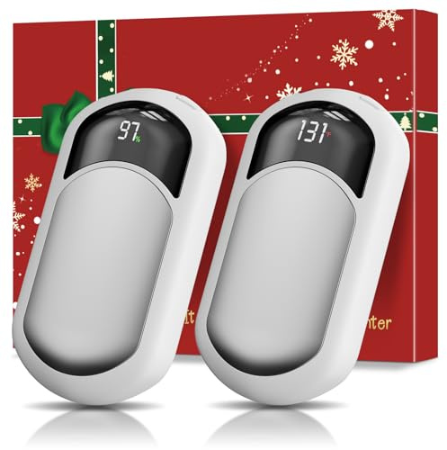 Calentador de Manos Recargable 2 Piezas Chaufferette de Manos Portátil USB Calentamiento Rápido con Tarjetas de Felicitación, 3 Niveles de Calefacción, Regalos para Navidad/Camping/Caza/Senderismo