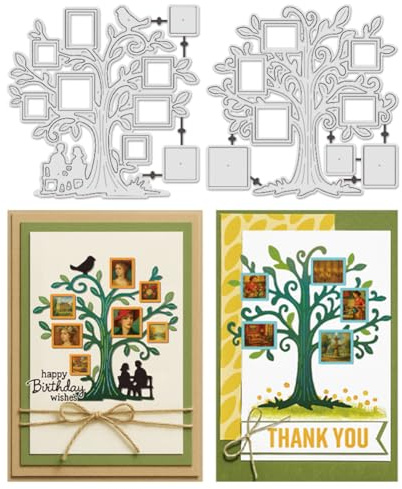 UNICRAFTALE 7 Stück Rahmen Baum Stanzschablonen Album Prägevorlage Aus Kohlenstoffstahl Rand Hintergrund Metall Gestanzt Für Kartenherstellung DIY Scrapbooking Fotoalbum 10x10cm
