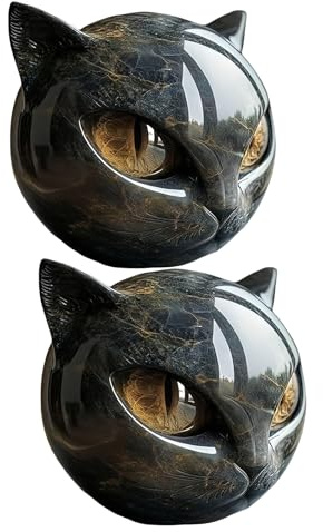 Generico Scultura Gatto Nero, Confezione Da 2 Sculture In Resina Con Testa Di Gatto, Statua Gattos Nero Realizzata A Mano, Souvenir Per Mini Ornamento Gattos, Statuette Creative Gattini, Decorazione