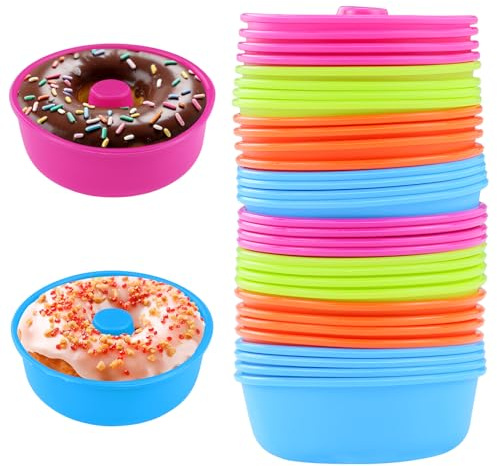 SAMANTHAHALLLTD 32 Stück Donuts Silikonform Backform Muffinform Silikon Wiederverwendbare,Donats Antihaftbeschichtet,Cupcake-Formen,Kuchenform für Plätzchen,Pudding,Backen,DIY-Backförmchen