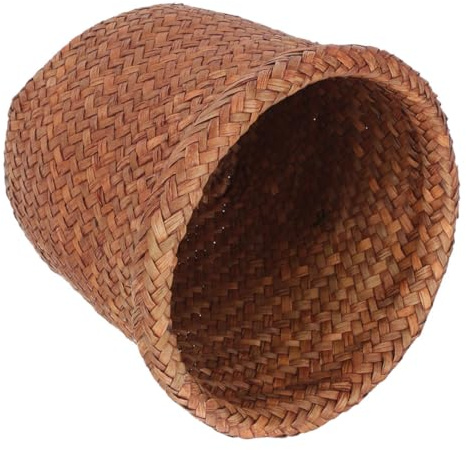 DIKACA Papelera Decorativa Tejida con Hierba Marina Cesta Multiusos para Dormitorio Cubo Basura Reciclaje Resistente y Reutilizable Almacenamiento Compacto para Hogar Regalo Original