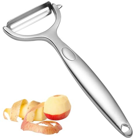 QYHON Sparschäler Edelstahl, Kartoffelschäler & Gemüseschäler ergonomisch | Gurkenschäler, Potato Peeler & Kartoffelschälmaschine Alternative – scharf, langlebig, präzise wie Sparschäler