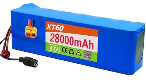 Batterie 48V Lithium ION pour Vélo Électrique Batterie au Lithium 28000 Batterie Haute Puissance 1000W 13S3P Scooter Électrique Vélo Électrique BMS + Chargeur 54.6V 2A XT60 Plug,48V 28Ah