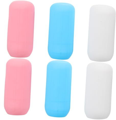 OUNONA 6 pièces Manchons Élastiques Silicone pour Bouteilles de Voyage Protection Anti-fuite pour Flacons de Lotion Shampooing et Gel Blanc Bleu Rose Accessoires Pratiques et Extensibles