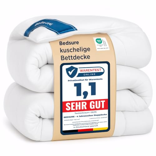 BEDSURE Bettdecke 260x240 Ganzjahresdecke Steppdecke - Bettdecke 260x240cm 4 Jahreszeiten Bettdecken - Oeko-TEX Zertifiziert 300GSM Weiß Sommerdecke, Weiche Warm Duvet Schlafdecke für Allergiker