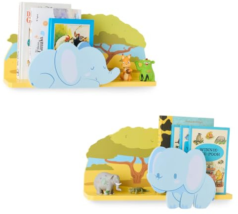Twig & Leaf Wandregal Kinderzimmer 2er Set aus Massivholz, Schweberegal Holz für Bücher & Spielzeug, Kinderzimmer-Wandregal im skandinavischen Design, Montessori Wanddeko & Babyzimmer Regal