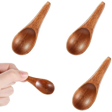 JJUNW 4 st. miniskedar trä, kryddsked mini, liten saltsked