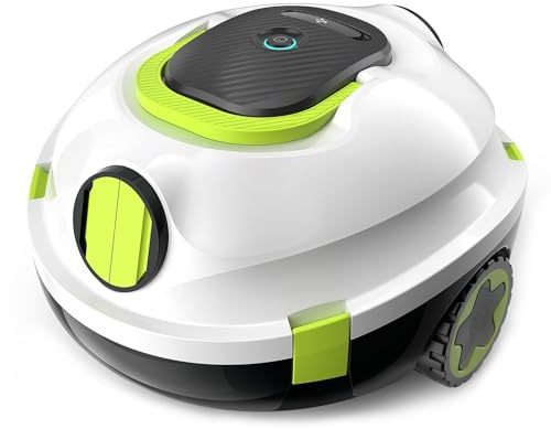Bocxi Kabellos Poolsauger Akku, 120 Min. Laufzeit, Leichtgewicht Poolroboter, Automatische Reinigung mit Selbsteinparkfunktion, Leistungsstarker Poolsauger für Flache Boden bis 110 m²(Weißg)