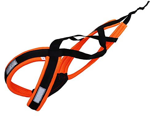 LASALINE Mini X Back Zuggeschirr für kleine Hunde Hundesport Canicross Dogscooter Bikejöring Schlitten leicht Schwarz Neonorange