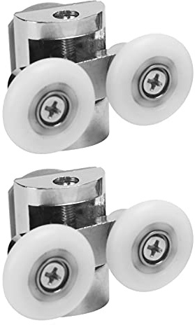 Zerodis Rodillos Dobles para Puerta de Ducha de 23 Mm, Ruedas Superiores e Inferiores con Amortiguador de Resorte Doble y Junta Resistente Al Desgaste, Rodamientos Lisos para Puertas de