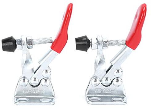 Jenivaint Abrazadera de Palanca, Paquete de 2 Abrazaderas Horizontales de Hierro y Plástico, Fuerza de Sujeción de 30 Kg con Ergonómico y Varilla de Control para Soldar, Fijación de Moldes, Placa de