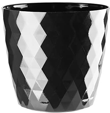 VERDENIA Cristal Blumentopf Leichter Blumenkübel Balkonblumentopf Dekorativer Topf für Pflanzen für Innen und Außenbereich Pflanztopf aus Kunststoff Runder Viele Farben 16cm Schwarz