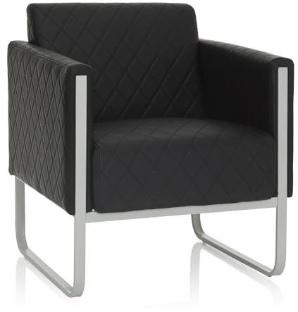 hjh OFFICE Fauteuil Lounge 1 Place Aruba Step Similicuir Canapé rembourré Moderne avec Structure métallique, 78 x 67 x 71 cm, Noir