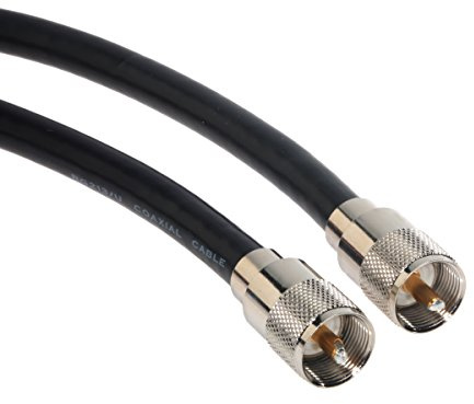Amphenol CO-213UHFMX20-005 svart RG213 UHF PL-259 koaxialkabel, 50 ohm, hane till hane, 5 tum