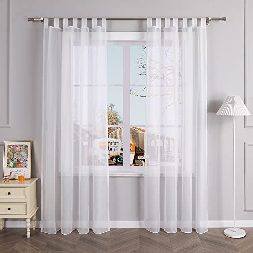 Transparent Schlaufen Gardine Schöne Vorhänge 1er-Pack Vorhang H*B 145 * 140cm Weiß