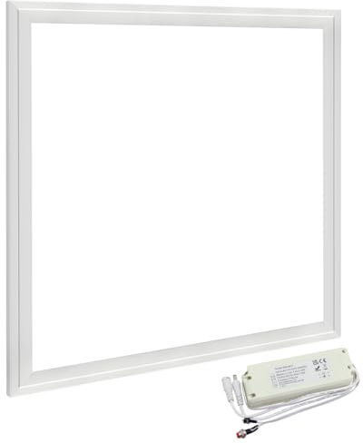 Long Life Lamp Company 48w 600 x 600 LED Panel Light Recessed with 3 Hour Emergency Battery Pack Cool White 6500k White Trim