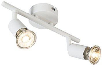 Qazqa - Modern Moderner Spot I Spotlight I Deckenspot I Deckenstrahler I Strahler I Lampe I Leuchte weiß neigbar - Jeany 2-flammig I Wohnzimmer I Schlafzimmer - Stahl Länglich - LED geeignet GU10