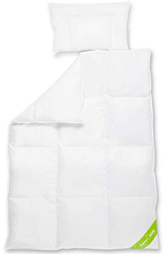 Koru Kids®️ Bettdecken-Set Kinder - Daunendecke 100x135 cm mit Kinder Kopfkissen 40x60 cm - 100% deutsche Daunen – Baby Bettdecke - waschbar bis 60° - Oeko-TEX - Kinderbettdecke