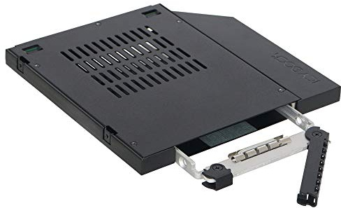 ICY DOCK Adattatore caddy SSD/HDD con rack rimovibile, custodia rack per SSD/HDD 2,5' SATA Hot-Swap per alloggiamento unità ottica CD/DVD-ROM sottile da 9,5 mm - ToughArmor MB411SPO-2B