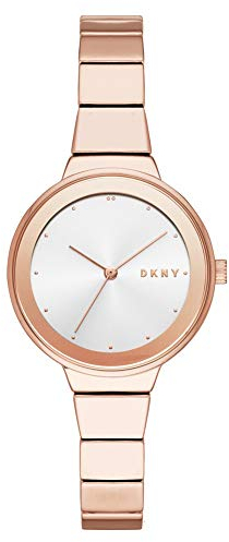 DKNY Damenuhren Astoria, Dreizeigeruhrwerk, 32mm Rose Gold Legierungsgehäuse mit einem Legierungsarmband, NY2695