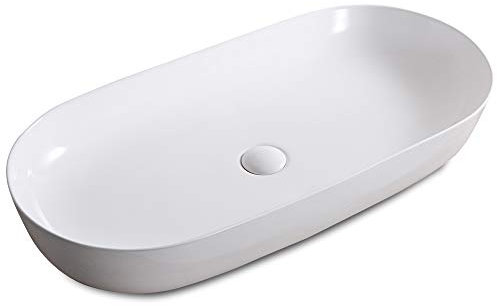 Ruvati 32 x 16 inch White Oval Bathroom Vessel Sink Above Counter Vanity Porcelain Ceramic Wash Basin - RVB0432 - Small Vessel Sink for Bathroom Sinks