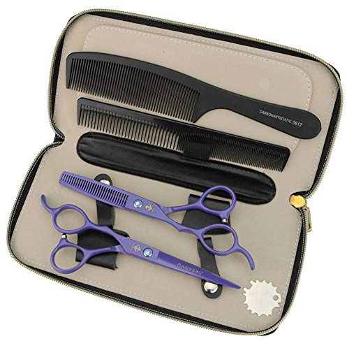 JIESENYU Friseurschere, 440 C, Stahl, 15,2 cm, für Linkshänder, Effilierschere (Set)