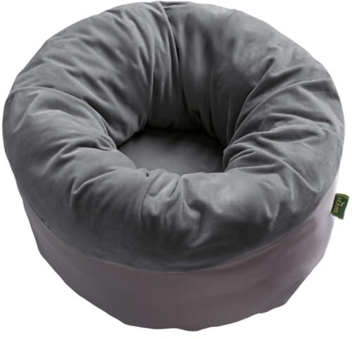 HUNTER Miranda Hunde- und Katzenbett | Polyester, runde Form, extra weich und plüschig, waschmaschinenwaschbar, Farbe: Anthrazit, Abmessung: 50 x 50 cm