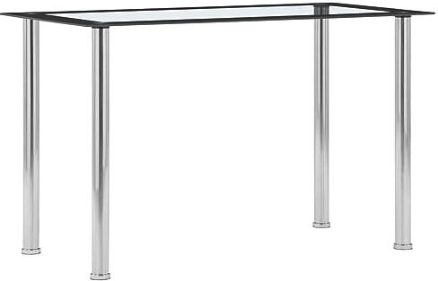 vidaXL Esstisch Küchentisch Esszimmertisch Glastisch Speisetisch Tisch Esszimmer Küche Schwarz Transparent 120x60x75cm Hartglas Edelstahlrahmen
