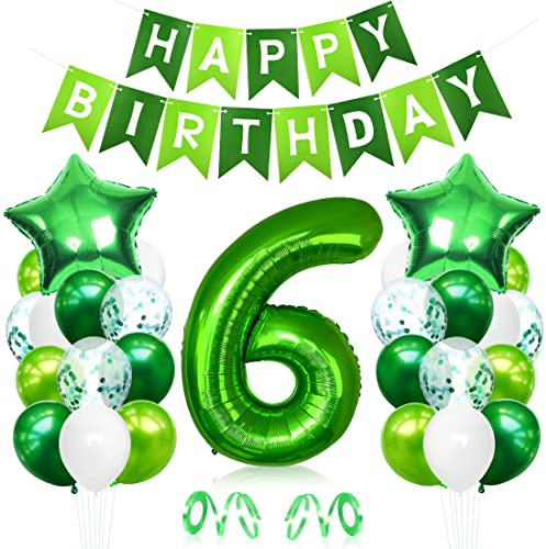 Bluelves Luftballong 6. Födelsedag grön, födelsedagsdekoration 6 år pojke, heliumballong 6 födelsedag, jätte folieballong nummer 6, dekoration 6 födelsedag pojke, ballong 6 dekoration för födelsedag