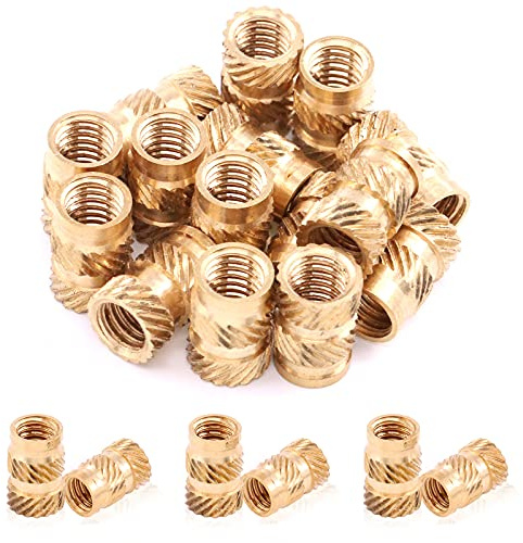 Mardatt 60 Stück M6 x 12 x 7 Messing-Gewindeeinsätze für Kunststoff-Messing-Einsätze, 3D-Druck, Rändelmutter, Messing-Einbettmuttern, Heat Set Einsatz für 3D-Druck, Kunststoff