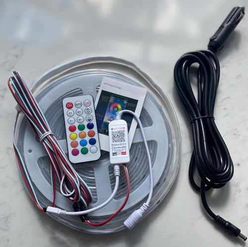 online-leds 12V 8M Magic Dream Chasing Flag Pole LED Lights– Waterproof IR Remote/Bluetooth Controlled Over 300 Settings – Dream Chasing (Flagpole Not Included) Caravan Flagpole Lights