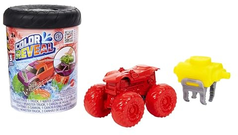 Hot Wheels Monster Trucks Color Reveal leksak (stilar kan variera) | Leksakslastbil i skala 1:64 med vattenbehållare, doppa i vatten för överraskningsdekor, HJF39