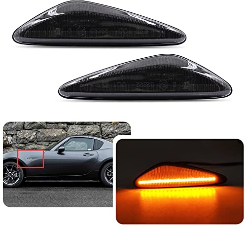 njssjd LED Seitenblinker-Wiederholer-Leuchten für Mazda MX-5 ND 6 Atenza GH 5 Premacy CW RX-8 Fiat 124 Spider Front Amber LED Blinker-Lampe Rauch-Linse