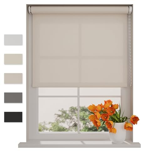 DTCH® Lichtdurchlässiges Rollo, Sand, 160 x 190 cm | Für Fenster, Sichtschutz bei Tageslicht, Wand- Decken- oder Klemmfix-Montage, Breiten bis 240 cm, kindersicher, Kettenzug