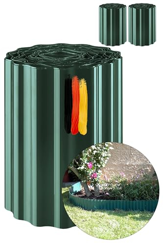 Novatool Borde de Plástico para Césped - 20 cm de Alto, 2 x 9 m, Verde - Borde de Vertido, Jardín y Cama de Flores