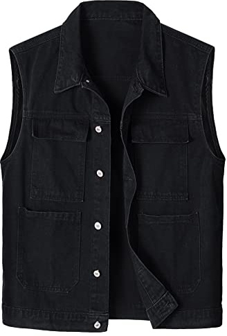 Btmpmcs Gilet di Jeans da Uomo Senza Maniche Giacca Giubbotto Denim Retro Vintage Capispalla Streetwear alla Moda in Stile Casual Giacca da Moto Fotografia Caccia Giubbino da Lavoro