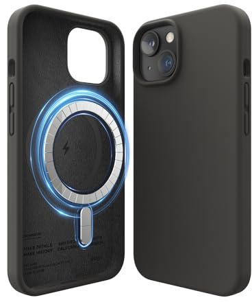 elago Cover Magnetica in Silicone per iPhone 14 (6,1) | Compatibile con MagSafe, Magneti Integrati, Silicone Liquido Premium, Cover Protettiva (Nero)