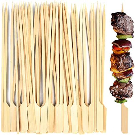 Lot de 100 brochettes en bambou pour barbecue, cocktails, fruits, kebab, hamburger, barbecue, fête