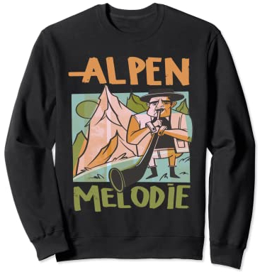 Alpen Melodie Alphorn Schweizer Musikinstrument Schweiz Musik Sweatshirt