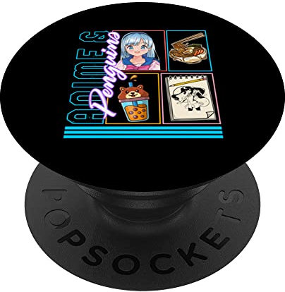 Anime & Penguins, Anime Otaku Girl Japan Kawaii Ramen Noodle PopSockets Swappable PopGrip