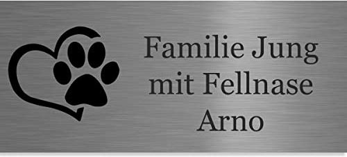 Jung Edelstahl Design Türschilder - Namensschilder V2A Edelstahl - incl. Gravur - Hinweisschilder Oberfläche geschliffen/anthrazit oder weiß wählbar (Edelstahl, 60x30 mm)