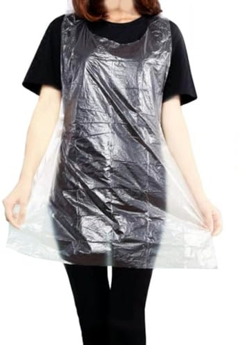 LATRAT Einweg-Schürzen, wasserdicht, schmutzabweisend, Kunststoff, für Erwachsene, Kinder, Malen, Kochen, 100 Stück, Klar, 60 x 95 cm, 60 * 95 cm