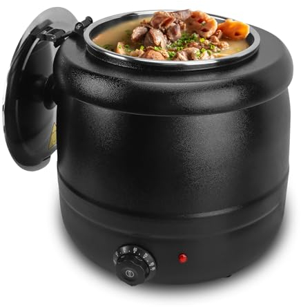 Marmite à soupe électrique, 10 L Soupière électrique Bouilloire à Soupe Chauffe-Soupe avec Récipient Intérieur Amovible en Acier Inoxydable pour Soupe Fromage Vin Chaud