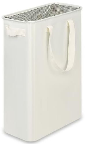 efluky Slim Laundry Basket, Narrow Laundry Hamper with Handles, Collapsible Dirty Clothes Hamper, Tall Laundry Bin for Laundry Room, Dorm and Bedroom, 12.7 Gallons(48L) Beige